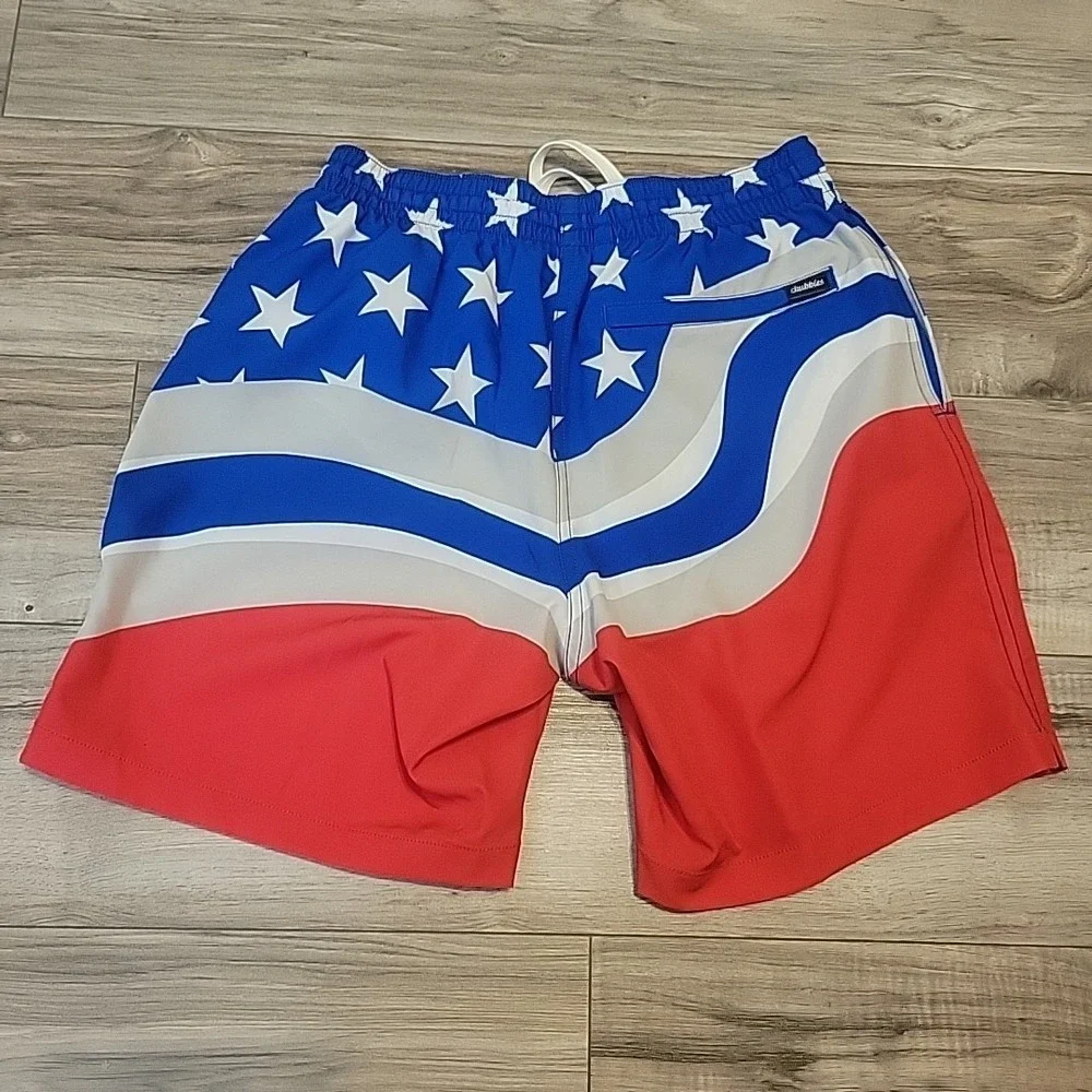 Chubbies Swim Trunks Mens XSM Red White Blue American Flag Mesh Lining NEW $69.5